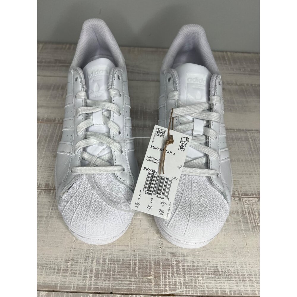 Adidas Superstar White Leather Unixes Sneaker Men's Size 6.5 Women 8 - Picture 2 of 14